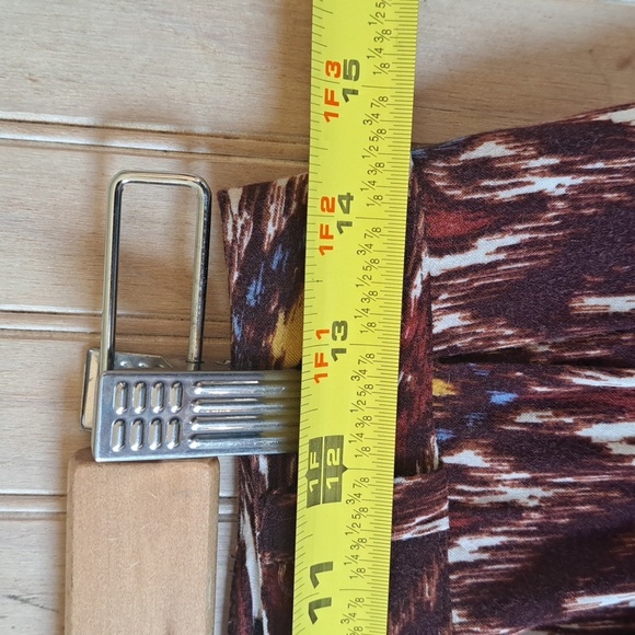 Forever 21 Boho Ikat Print Pleated Midi Side Pockets Flowy Rust A-line Skirt - Picture 9 of 11